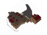 West Virginia River House Rear Left Overhead Perspective