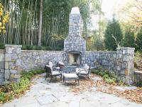 An outdoor stone fireplace for Frank Bell's project on Selkirk Dr.