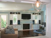 family room with fireplace and tv niche - McLean waterfront - Graham project