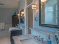 master bath with 3 vanities and shower - McLean waterfront - Graham project