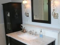 master bath sink and dark finishes - McLean waterfront - Graham project
