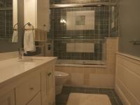 Carr project - nautical New England waterfront home - cosy hall bathroom