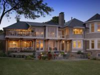 Carr project - nautical New England waterfront home - rearview at dusk