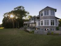 Carr project - nautical New England waterfront home - octagon at sunset