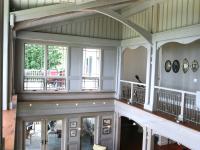 Carr project - nautical New England waterfront home - living room ceiling overhang