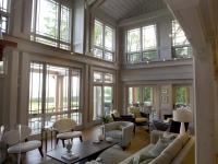 Carr project - nautical New England waterfront home - vaulted ceiling living room