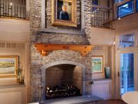 Carr project - nautical New England waterfront home - living room's fireplace