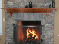 Stone details of the fireplace in the Ballard living room