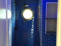 blue hall bathroom - shore house - karminski project