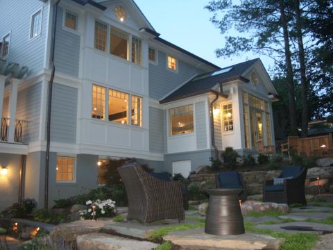 backyard details at dusk - McLean waterfront - Graham project