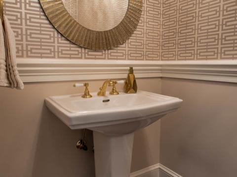 powder room details and wallpaper - McLean waterfront - Graham project