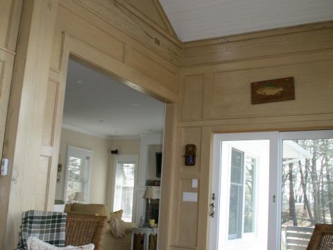 Enrico-Easton - waterfront cottage renovation - living room with vaulted ceiling