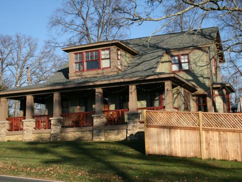 The exterior and right side of the Henry project's house