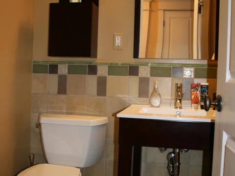 Updated bathroom on the main floor of the Ballard home.