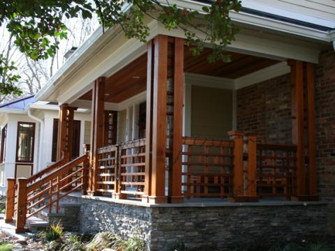Details from the right side of the porch for the Ballard's new home