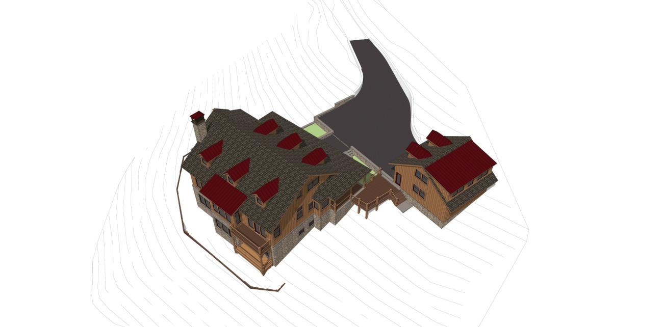 West Virginia River House Rear Left Overhead Perspective