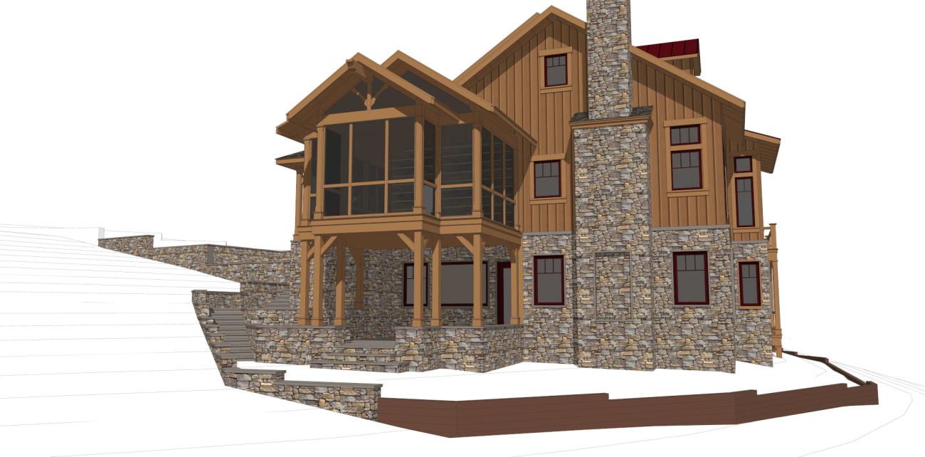 West Virginia River House Screened Porch Perspective