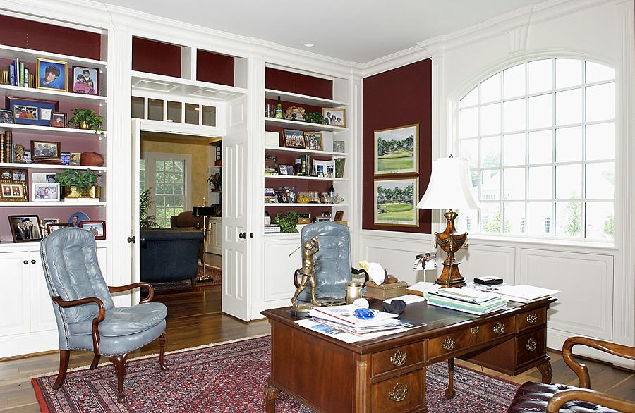 Formal office with built in bookcases for Purcell project