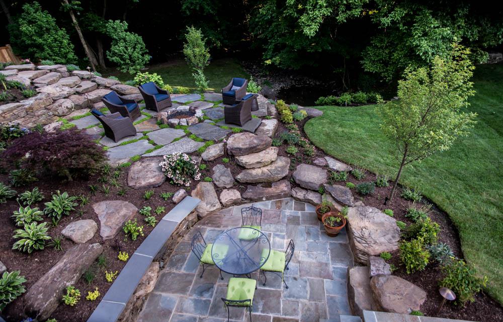 back patio and landscaping - McLean waterfront - Graham project