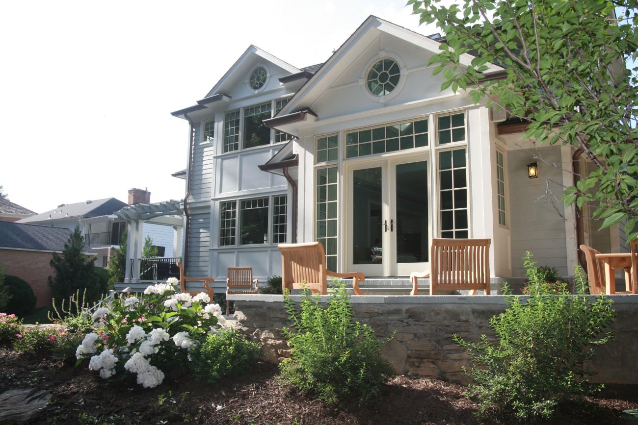 back patio in spring - McLean waterfront - Graham project