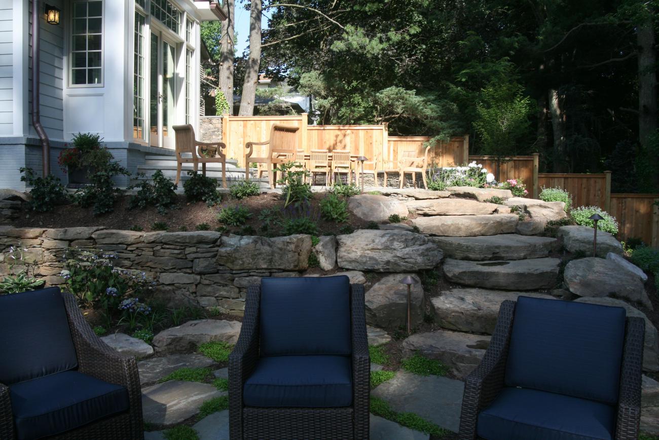 stonework in back patio - McLean waterfront - Graham project