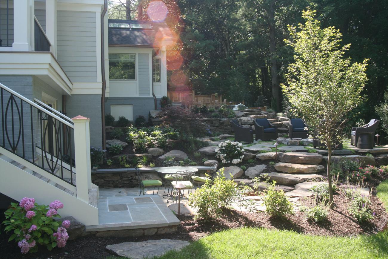 back patio and landscaping - McLean waterfront - Graham project