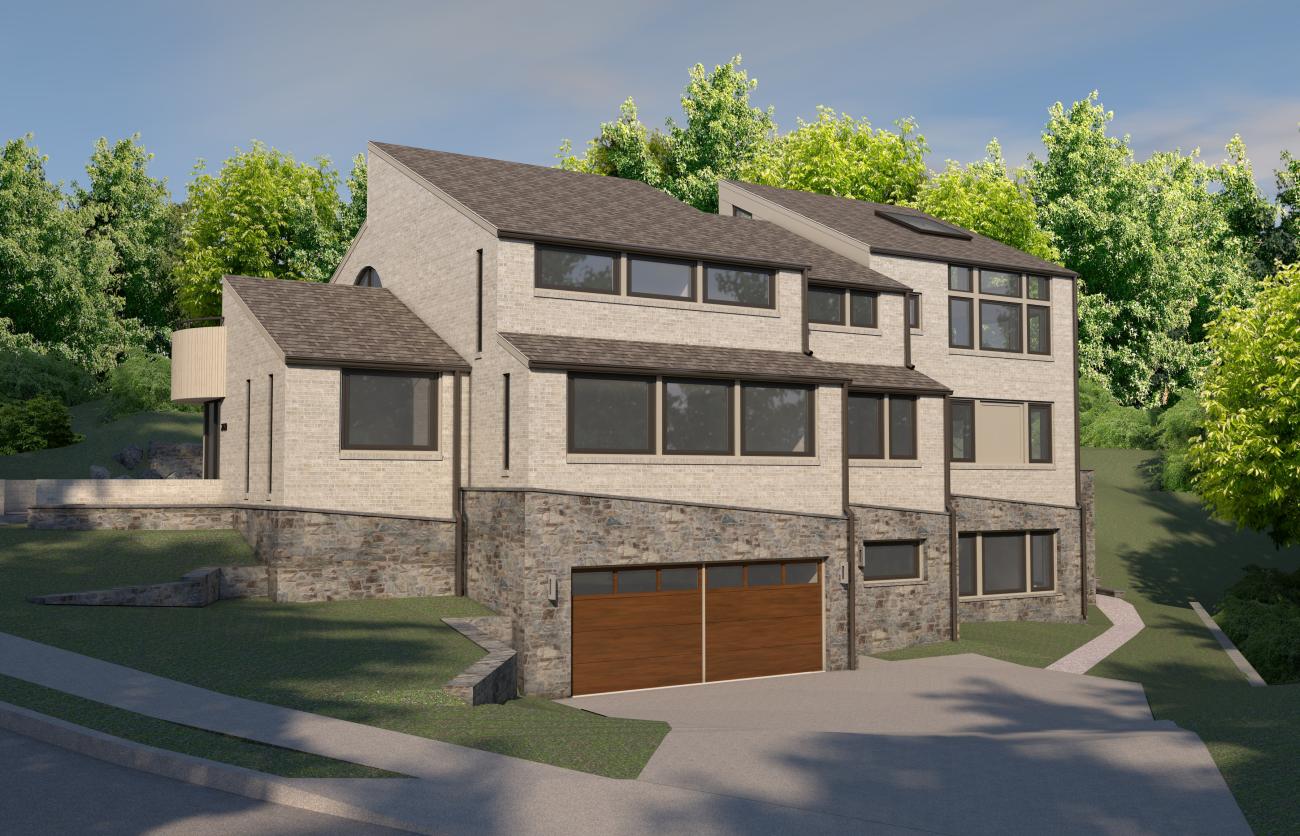 garage view of modern home from Ballard & Mensua