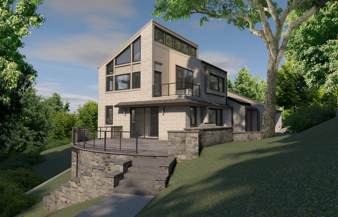 right side exterior detail of modern home