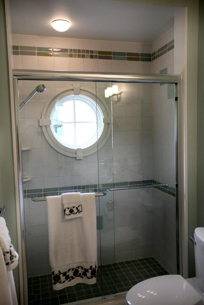 Carr project - nautical New England waterfront home - shower detail 