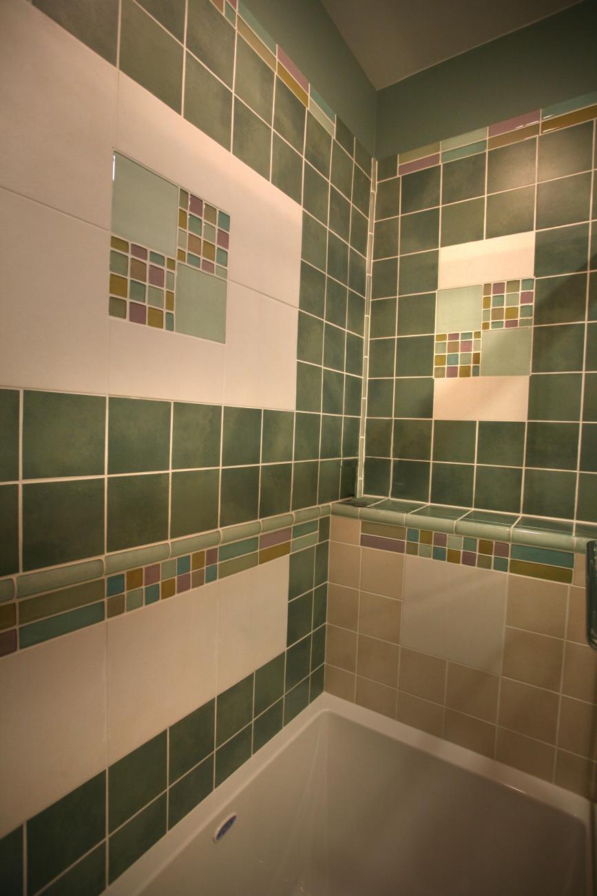 Carr project - nautical New England waterfront home - shower tile detail