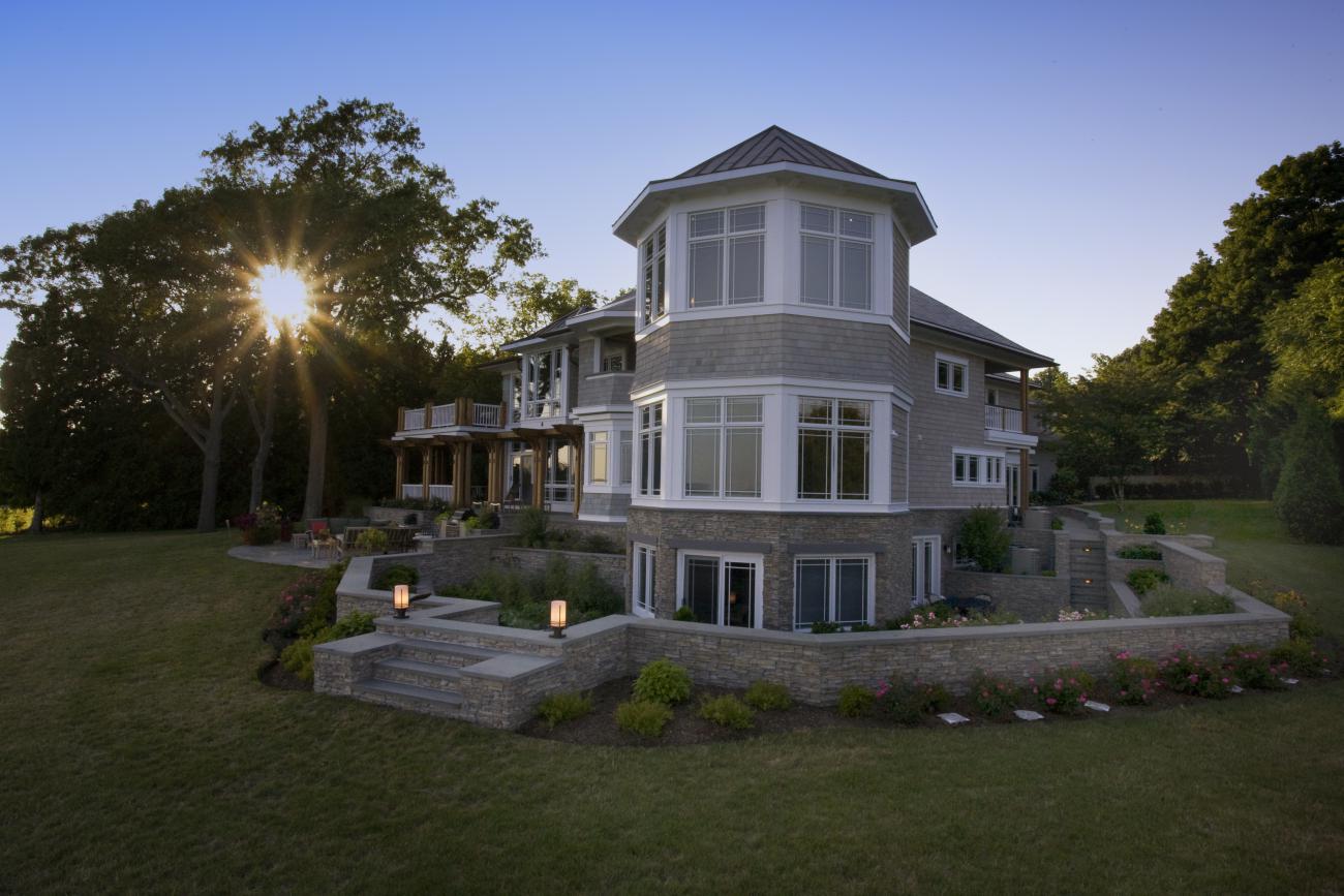 Carr project - nautical New England waterfront home - Octagon sunset room