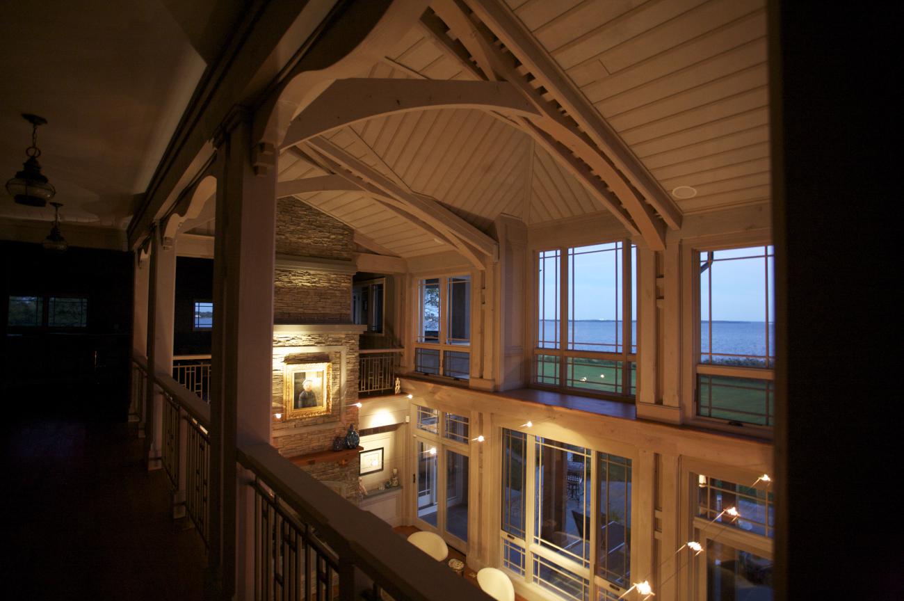 Carr project - nautical New England waterfront home - bayview windows on second floor by nigh