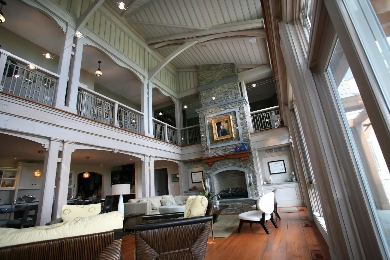 Carr project - nautical New England waterfront home - two-level living room views