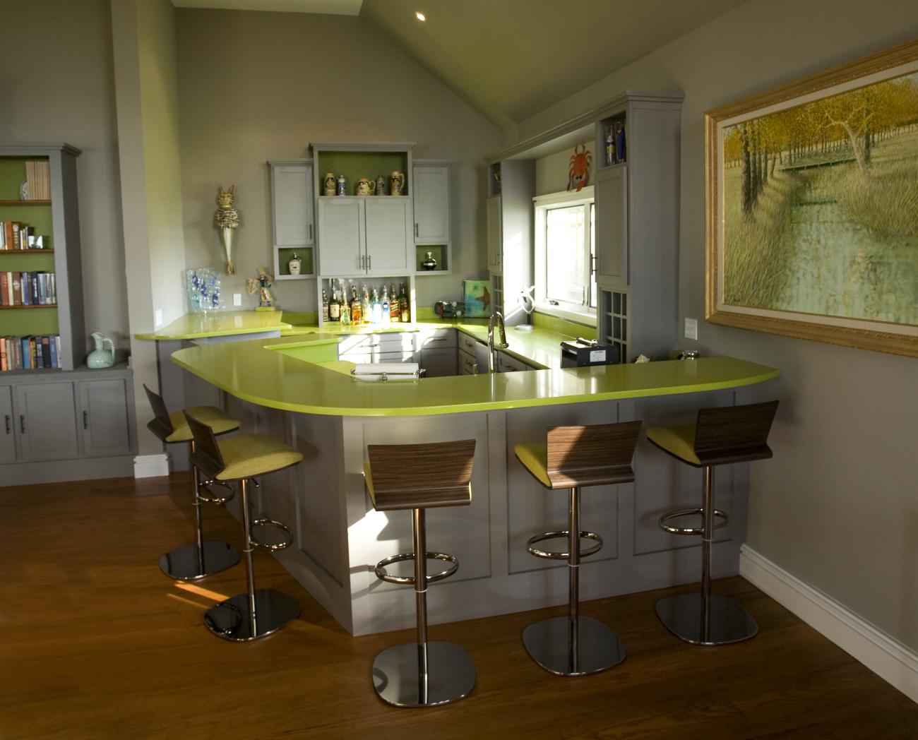 Carr project - nautical New England waterfront home - sunrise room bar detail