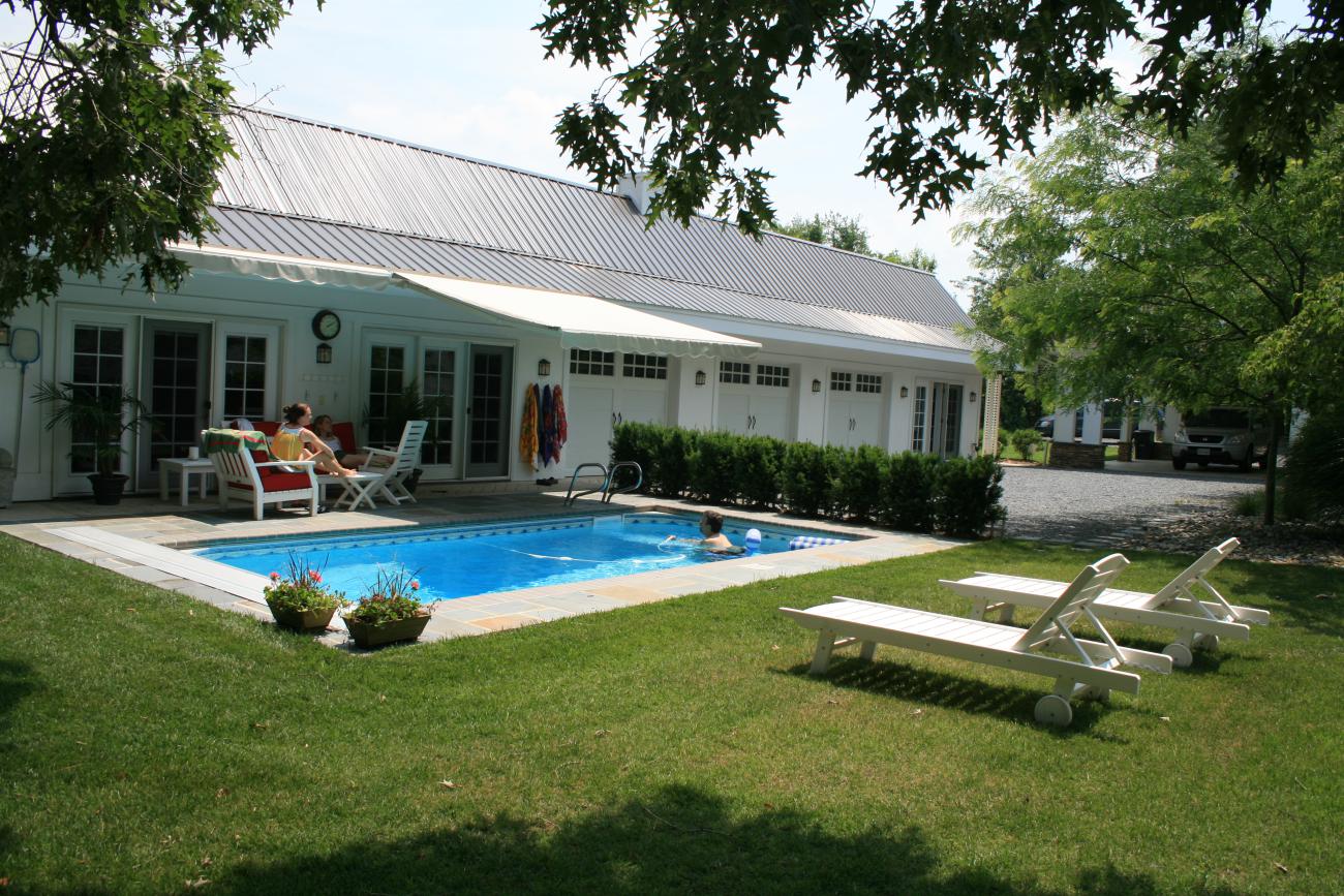 Enrico-Easton - waterfront cottage renovation - exterior rear with lap pool