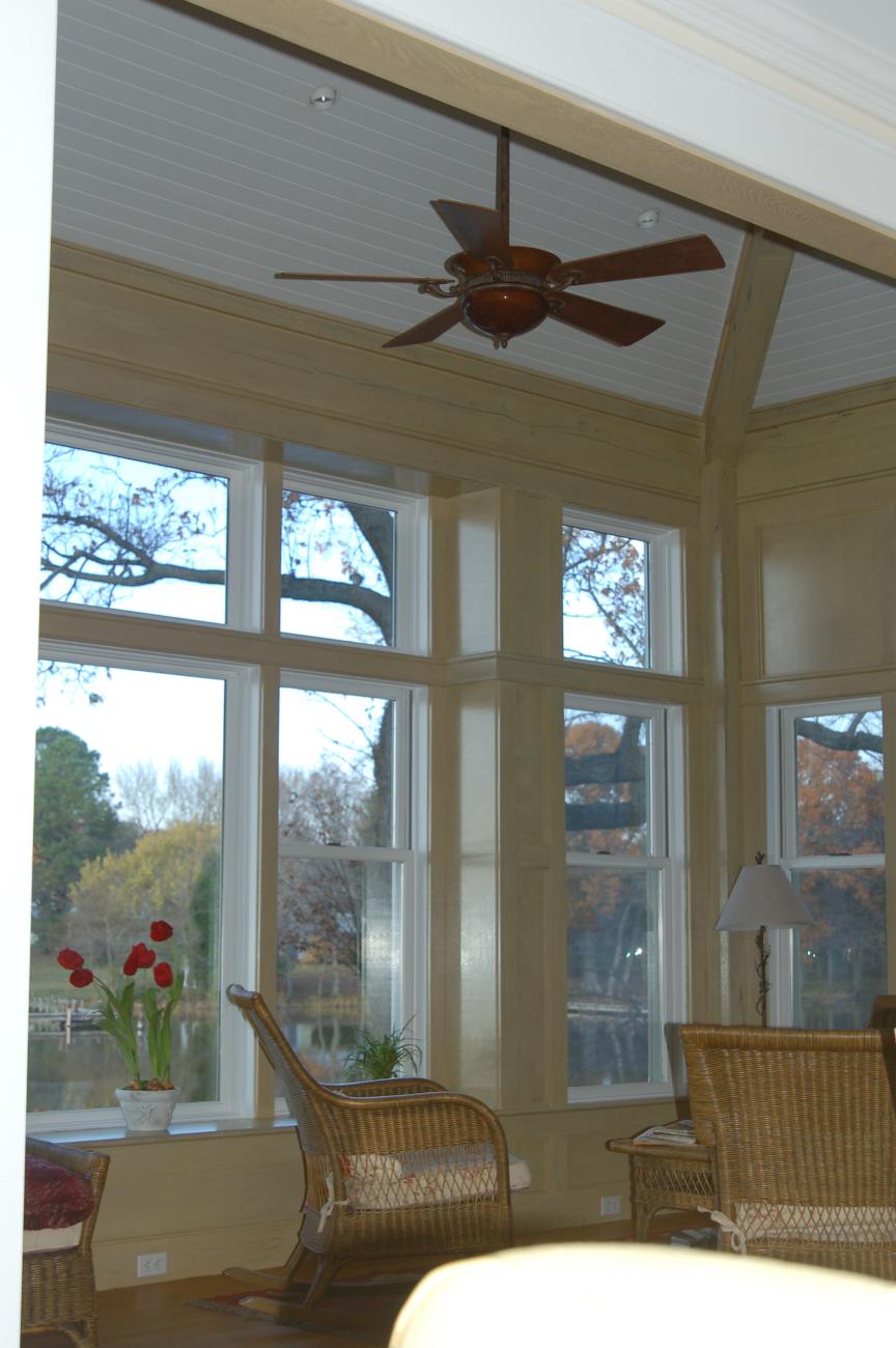 Enrico-Easton - waterfront cottage renovation - living room to screened in porch