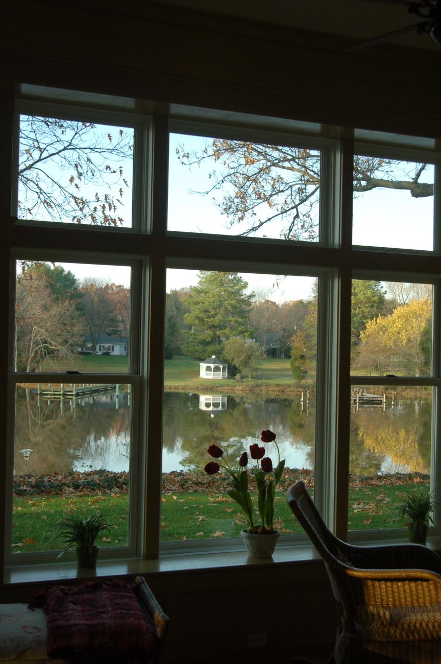 Enrico-Easton - waterfront cottage renovation - living room view of water