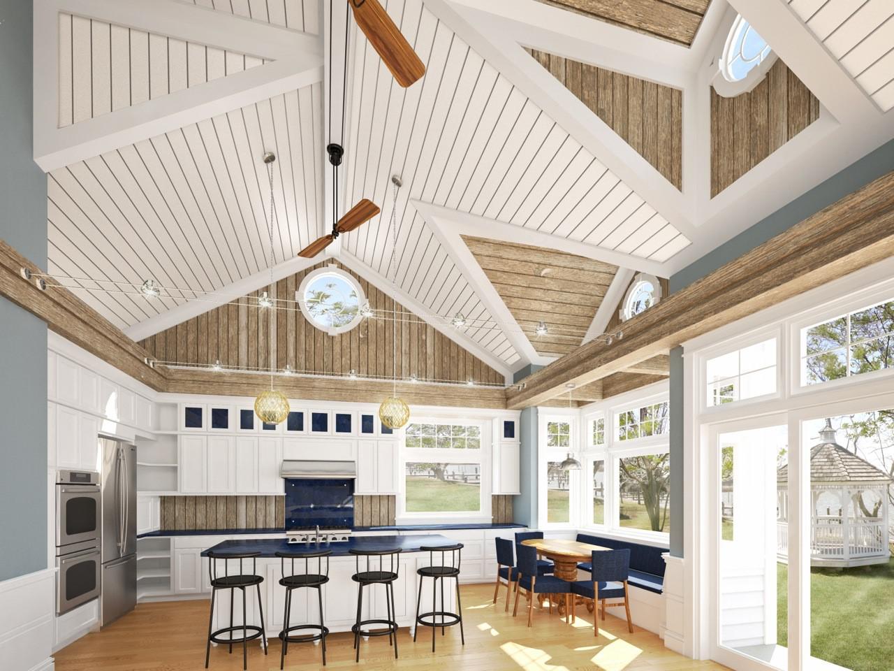 exterior kitchen and living room - shore house - karminski project